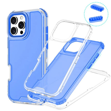 For iPhone 16 Pro Max Case Detachable Design Soft TPU + Clear PC Phone Back Cover - Blue