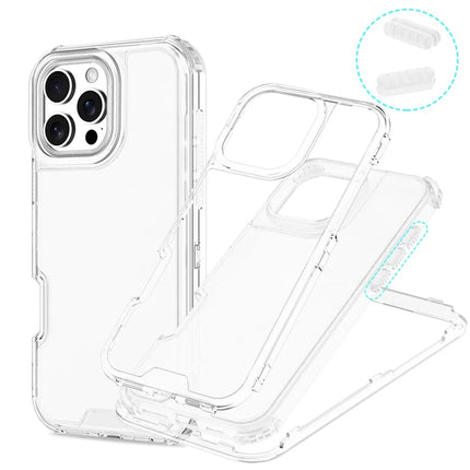 For iPhone 16 Pro Max Case Detachable Design Soft TPU + Clear PC Phone Back Cover - White
