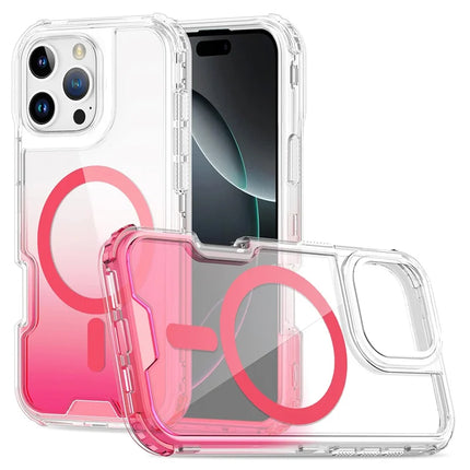 For iPhone 16 Pro Case Compatible with MagSafe Gradient Color TPU + PC Phone Back Cover - Gradient Pink