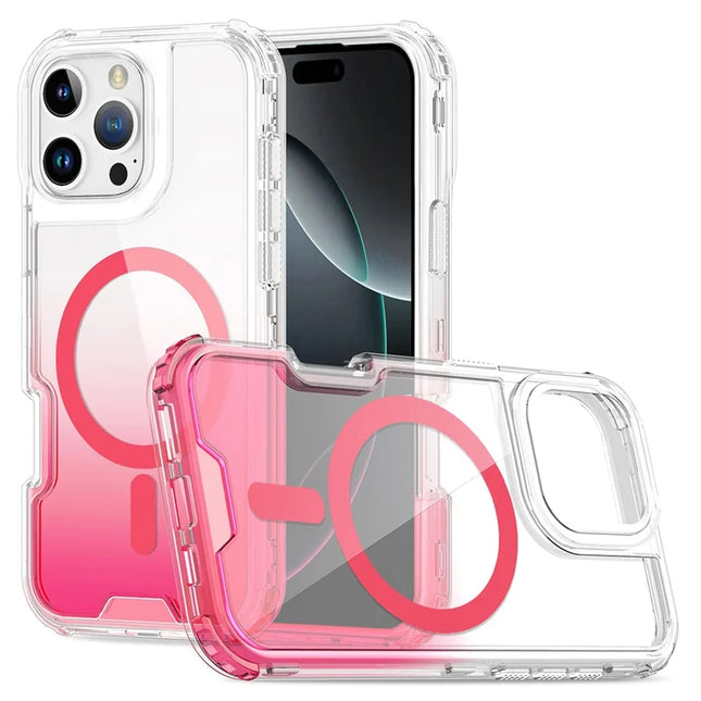 For iPhone 16 Pro Case Compatible with MagSafe Gradient Color TPU + PC Phone Back Cover - Gradient Pink