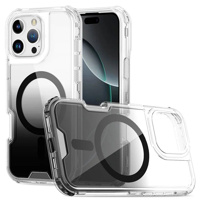 For iPhone 16 Pro Case Compatible with MagSafe Gradient Color TPU + PC Phone Back Cover - Gradient Grey