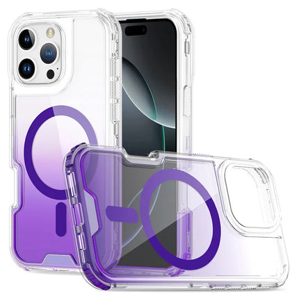 For iPhone 16 Pro Case Compatible with MagSafe Gradient Color TPU + PC Phone Back Cover - Gradient Purple