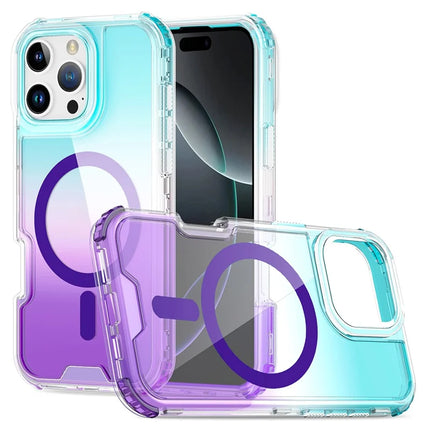 For iPhone 16 Pro Case Compatible with MagSafe Gradient Color TPU + PC Phone Back Cover - Baby Blue / Purple