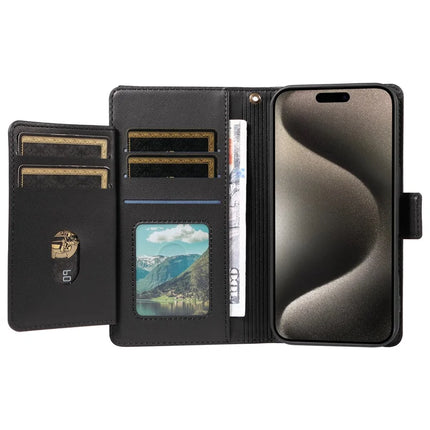 For iPhone 15 Pro Max Case with Card Holder Stand PU Leather Flip Phone Cover