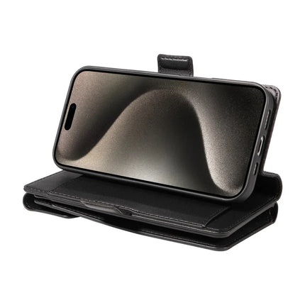 For iPhone 15 Pro Max Case with Card Holder Stand PU Leather Flip Phone Cover