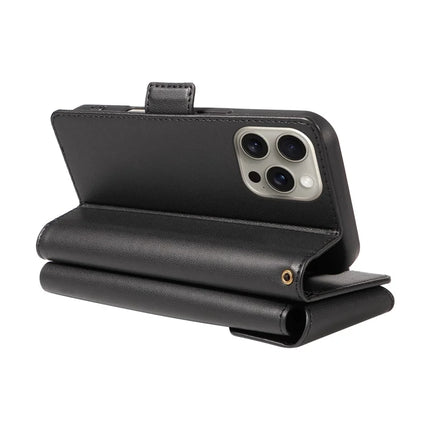 For iPhone 15 Pro Max Case with Card Holder Stand PU Leather Flip Phone Cover