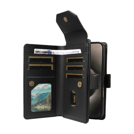 For iPhone 15 Pro Max Case with Card Holder Stand PU Leather Flip Phone Cover