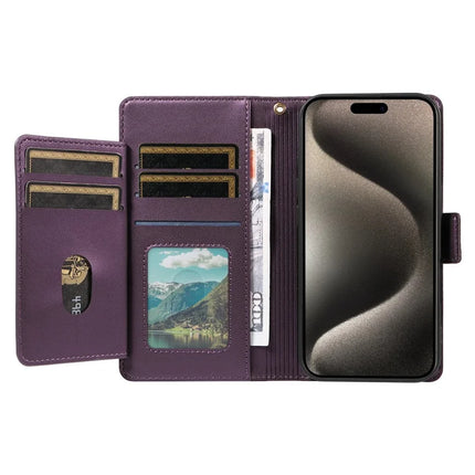 For iPhone 15 Pro Max Case with Card Holder Stand PU Leather Flip Phone Cover
