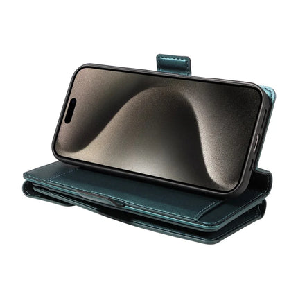 For iPhone 15 Pro Max Case with Card Holder Stand PU Leather Flip Phone Cover