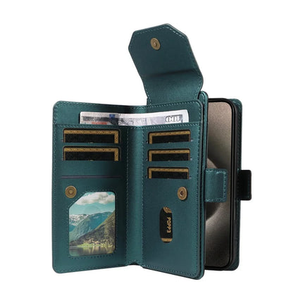 For iPhone 15 Pro Max Case with Card Holder Stand PU Leather Flip Phone Cover