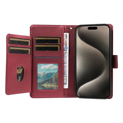 For iPhone 15 Pro Max Case with Card Holder Stand PU Leather Flip Phone Cover