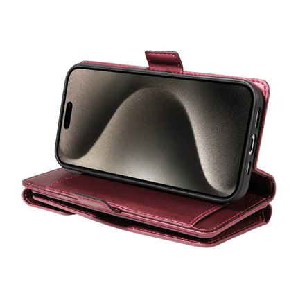 For iPhone 15 Pro Max Case with Card Holder Stand PU Leather Flip Phone Cover