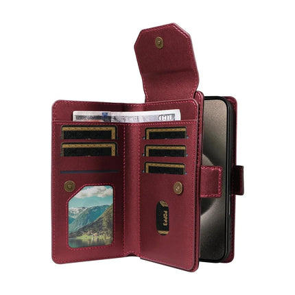For iPhone 15 Pro Max Case with Card Holder Stand PU Leather Flip Phone Cover