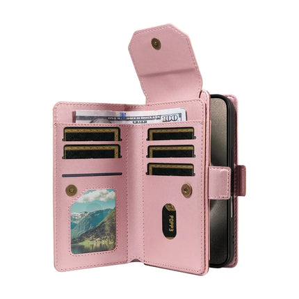 For iPhone 15 Pro Max Case with Card Holder Stand PU Leather Flip Phone Cover