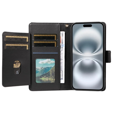 For iPhone 16 Case with Card Holder Stand PU Leather Flip Phone Cover