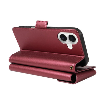 For iPhone 16 Case with Card Holder Stand PU Leather Flip Phone Cover