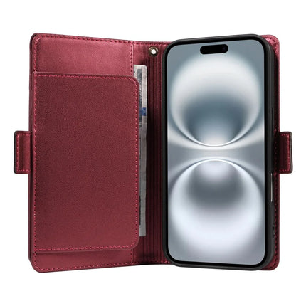 For iPhone 16 Case with Card Holder Stand PU Leather Flip Phone Cover