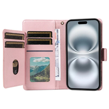 For iPhone 16 Case with Card Holder Stand PU Leather Flip Phone Cover