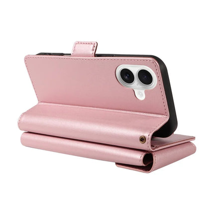 For iPhone 16 Case with Card Holder Stand PU Leather Flip Phone Cover