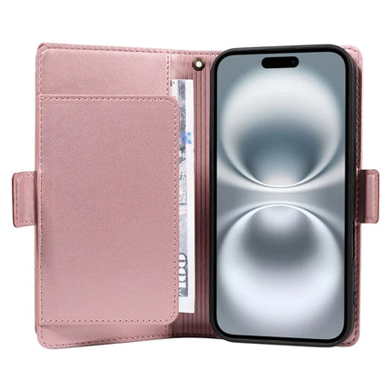 For iPhone 16 Case with Card Holder Stand PU Leather Flip Phone Cover