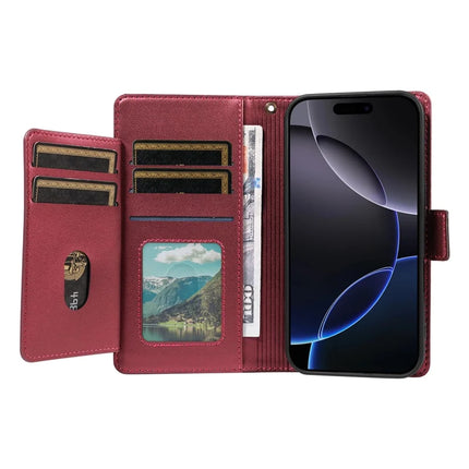 For iPhone 16 Pro Case with Card Holder Stand PU Leather Flip Phone Cover
