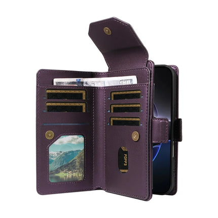 For iPhone 16 Pro Case with Card Holder Stand PU Leather Flip Phone Cover