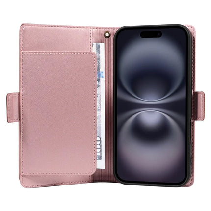 For iPhone 16 Plus Case with Card Holder Stand PU Leather Flip Phone Cover