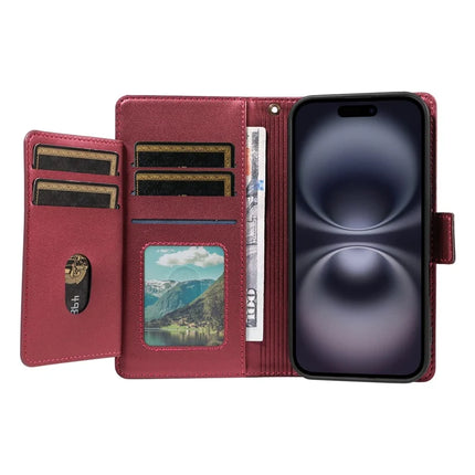 For iPhone 16 Plus Case with Card Holder Stand PU Leather Flip Phone Cover