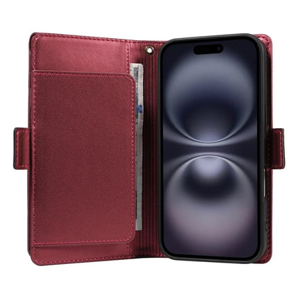 For iPhone 16 Plus Case with Card Holder Stand PU Leather Flip Phone Cover