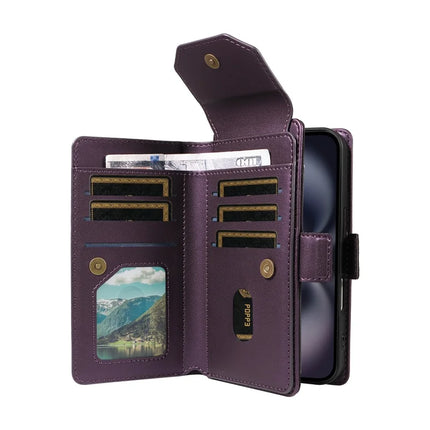 For iPhone 16 Plus Case with Card Holder Stand PU Leather Flip Phone Cover