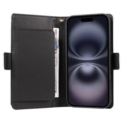 For iPhone 16 Plus Case with Card Holder Stand PU Leather Flip Phone Cover