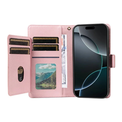 For iPhone 16 Pro Max Case with Card Holder Stand PU Leather Flip Phone Cover