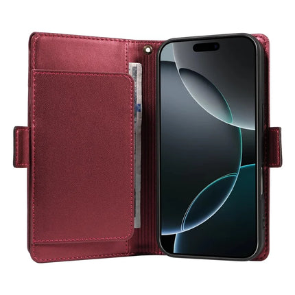 For iPhone 16 Pro Max Case with Card Holder Stand PU Leather Flip Phone Cover
