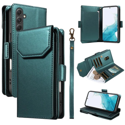 For Samsung Galaxy A54 5G Case with Card Holder Stand PU Leather Flip Phone Cover - Green