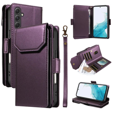 For Samsung Galaxy A54 5G Case with Card Holder Stand PU Leather Flip Phone Cover - Purple
