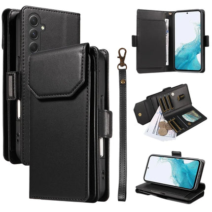 For Samsung Galaxy A54 5G Case with Card Holder Stand PU Leather Flip Phone Cover - Black