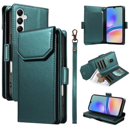 For Samsung Galaxy A05s 4G Case with Card Holder Stand PU Leather Flip Phone Cover - Green