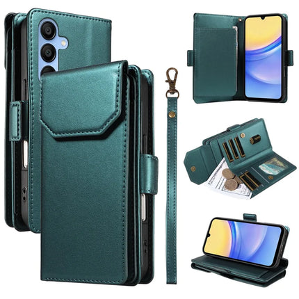For Samsung Galaxy A15 5G  /  A15 4G Case with Card Holder Stand PU Leather Flip Phone Cover - Green