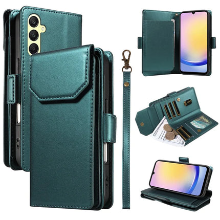 For Samsung Galaxy A25 5G (Global) (161.0 x 76.5 x 8.3mm) Case with Card Holder Stand PU Leather Flip Phone Cover - Green