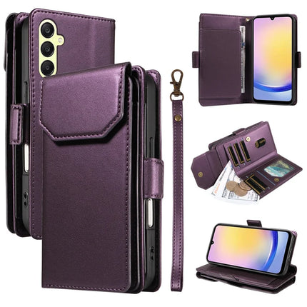 For Samsung Galaxy A25 5G (Global) (161.0 x 76.5 x 8.3mm) Case with Card Holder Stand PU Leather Flip Phone Cover - Purple