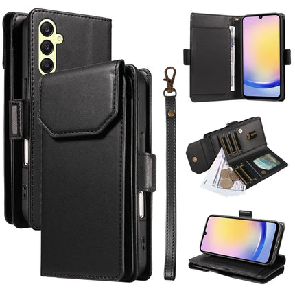 For Samsung Galaxy A25 5G (Global) (161.0 x 76.5 x 8.3mm) Case with Card Holder Stand PU Leather Flip Phone Cover - Black