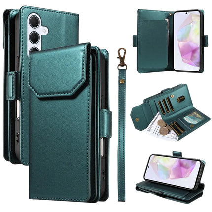 For Samsung Galaxy A35 5G Case with Card Holder Stand PU Leather Flip Phone Cover - Green