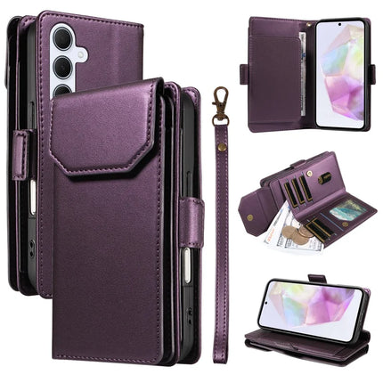 For Samsung Galaxy A35 5G Case with Card Holder Stand PU Leather Flip Phone Cover - Purple