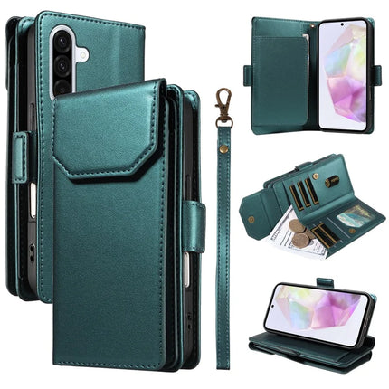 For Samsung Galaxy A36 5G Case with Card Holder Stand PU Leather Flip Phone Cover - Green