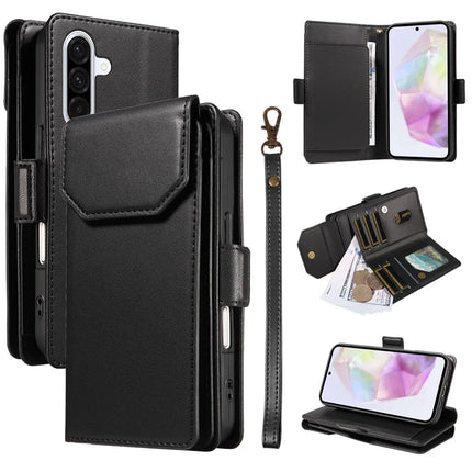 For Samsung Galaxy A36 5G Case with Card Holder Stand PU Leather Flip Phone Cover - Black