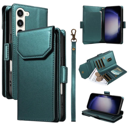 For Samsung Galaxy S23 Case with Card Holder Stand PU Leather Flip Phone Cover - Green