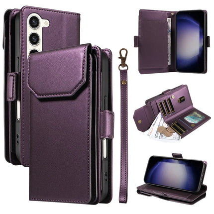 For Samsung Galaxy S23 Case with Card Holder Stand PU Leather Flip Phone Cover - Purple