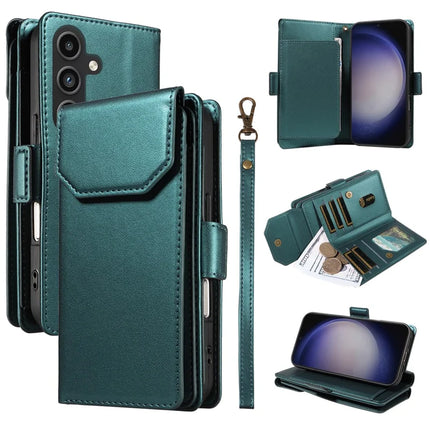 For Samsung Galaxy S23 FE Case with Card Holder Stand PU Leather Flip Phone Cover - Green