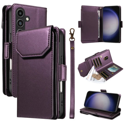 For Samsung Galaxy S23 FE Case with Card Holder Stand PU Leather Flip Phone Cover - Purple