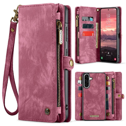 For Samsung Galaxy A56 5G Case CASEME 008 Series Detachable Leather Zipper Wallet Phone Cover - Red